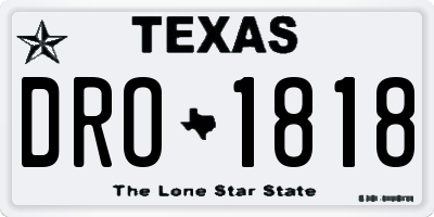 TX license plate DRO1818