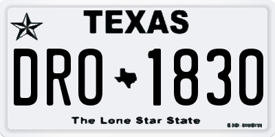 TX license plate DRO1830