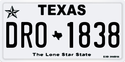 TX license plate DRO1838