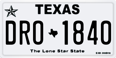 TX license plate DRO1840