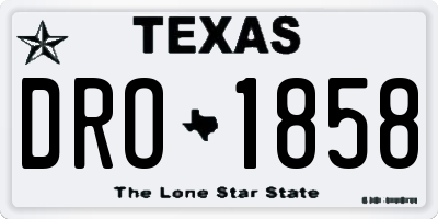 TX license plate DRO1858