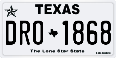 TX license plate DRO1868