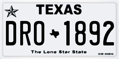 TX license plate DRO1892