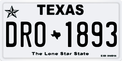 TX license plate DRO1893