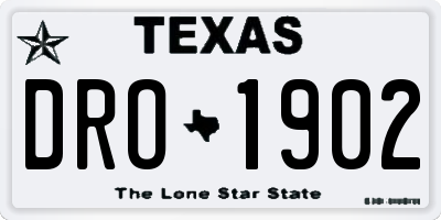 TX license plate DRO1902