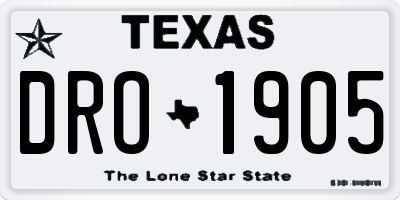 TX license plate DRO1905