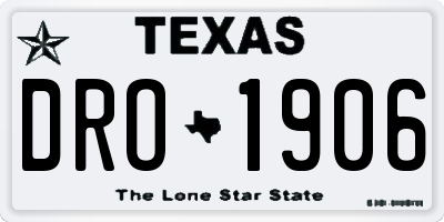 TX license plate DRO1906