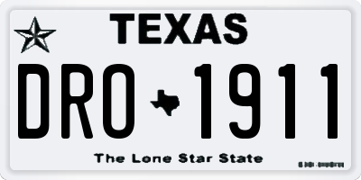 TX license plate DRO1911