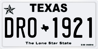 TX license plate DRO1921