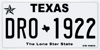 TX license plate DRO1922