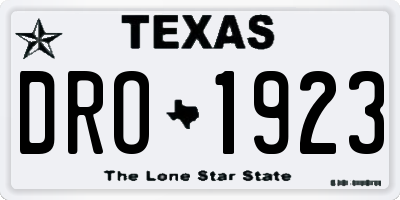 TX license plate DRO1923