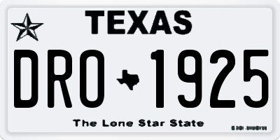 TX license plate DRO1925