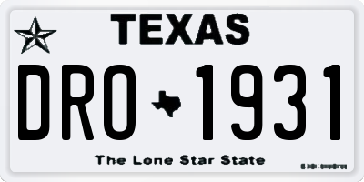 TX license plate DRO1931