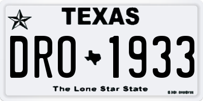 TX license plate DRO1933