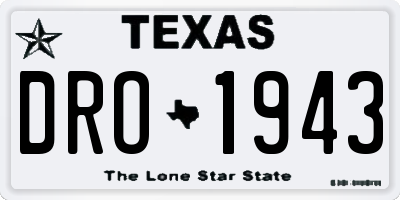 TX license plate DRO1943