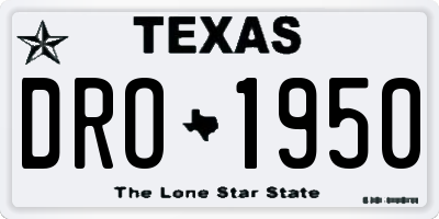 TX license plate DRO1950