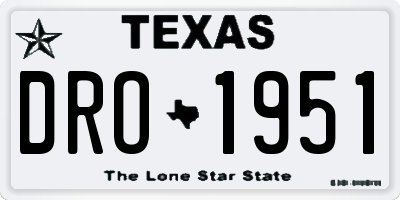 TX license plate DRO1951