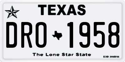 TX license plate DRO1958