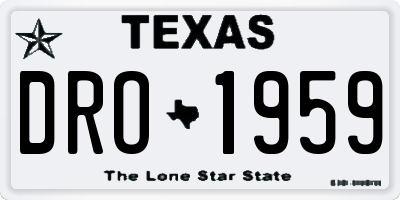 TX license plate DRO1959