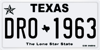 TX license plate DRO1963