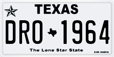 TX license plate DRO1964