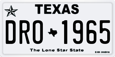 TX license plate DRO1965