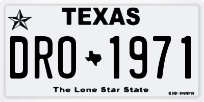 TX license plate DRO1971