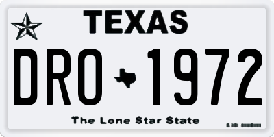 TX license plate DRO1972