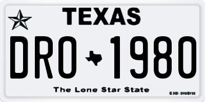 TX license plate DRO1980