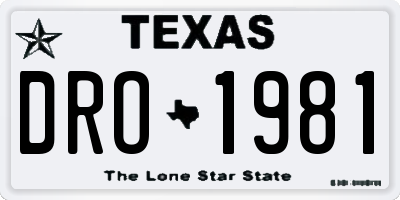 TX license plate DRO1981