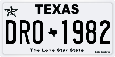 TX license plate DRO1982