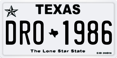 TX license plate DRO1986