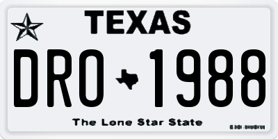 TX license plate DRO1988