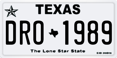 TX license plate DRO1989
