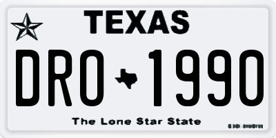 TX license plate DRO1990