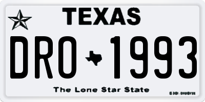 TX license plate DRO1993