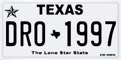 TX license plate DRO1997