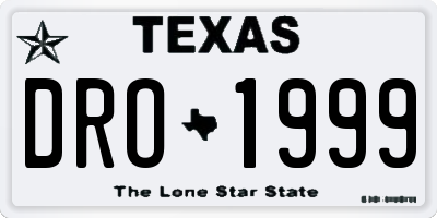 TX license plate DRO1999