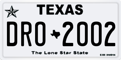 TX license plate DRO2002
