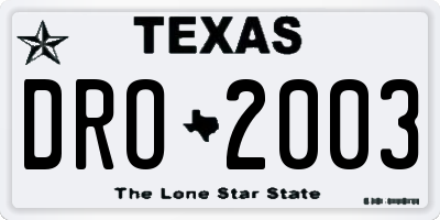 TX license plate DRO2003