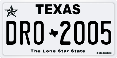 TX license plate DRO2005