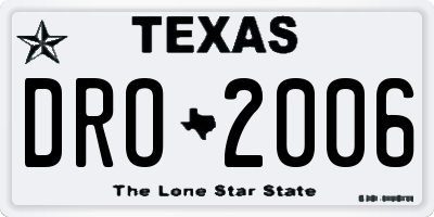 TX license plate DRO2006