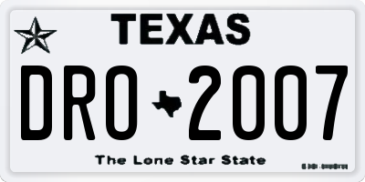 TX license plate DRO2007