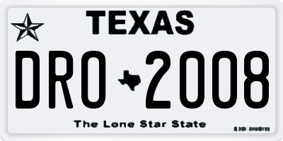 TX license plate DRO2008