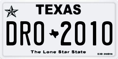 TX license plate DRO2010