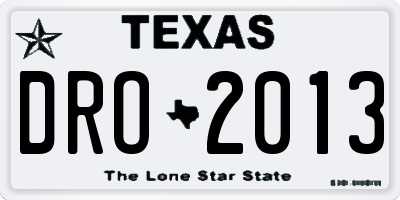 TX license plate DRO2013