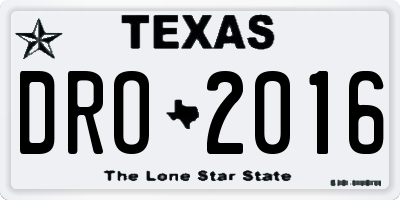 TX license plate DRO2016