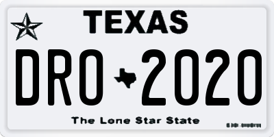 TX license plate DRO2020