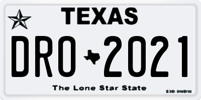 TX license plate DRO2021