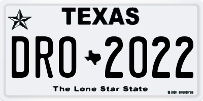 TX license plate DRO2022